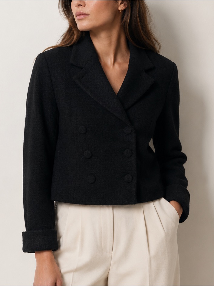 Ralph Lauren Wool Blazer Size 8 Women’s Double Breasted Button Black